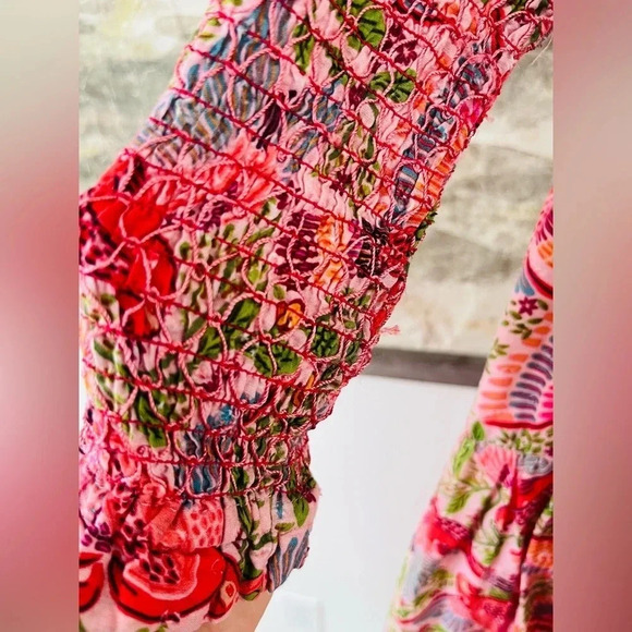 Anthropologie Farm Rio Macaw Flight Smocked Dress Size Medium NWOT $270 - Picture 4 of 16